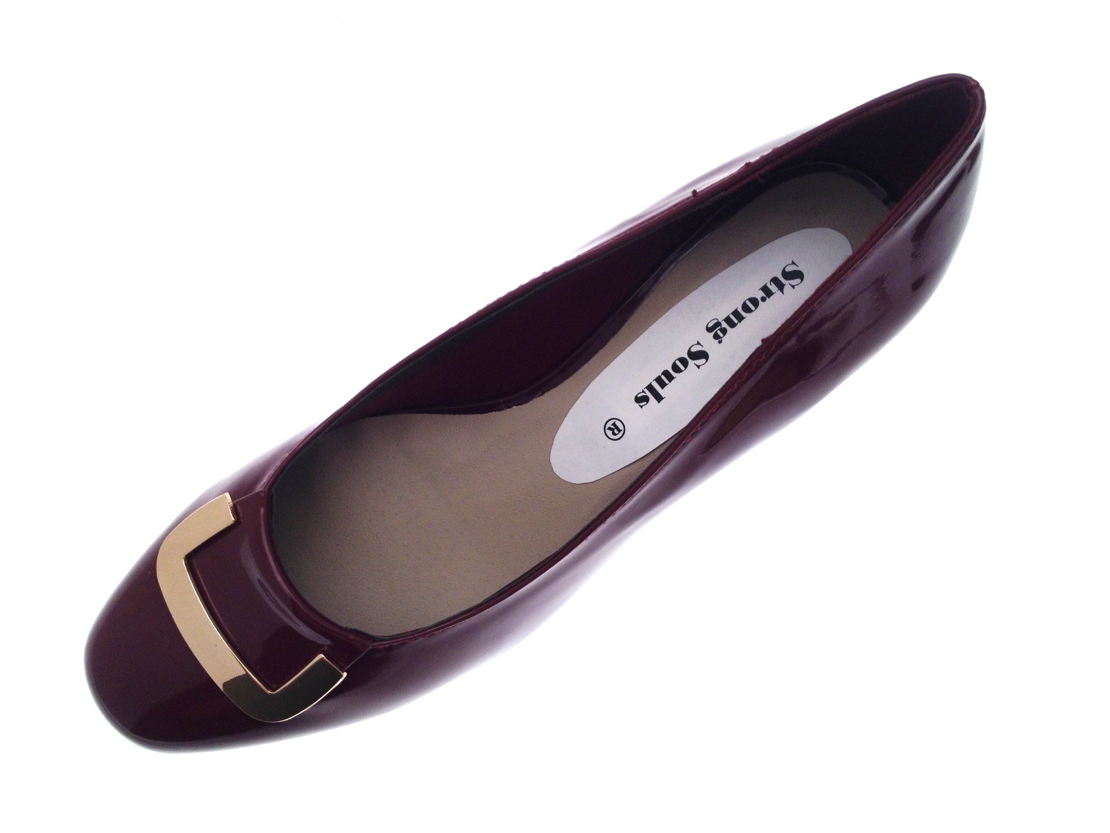 Womens Patent Low Block Heels Wide Fit Comfort Court Shoes Ladies Size